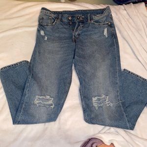 Divided high rise ripped boy friend jeans